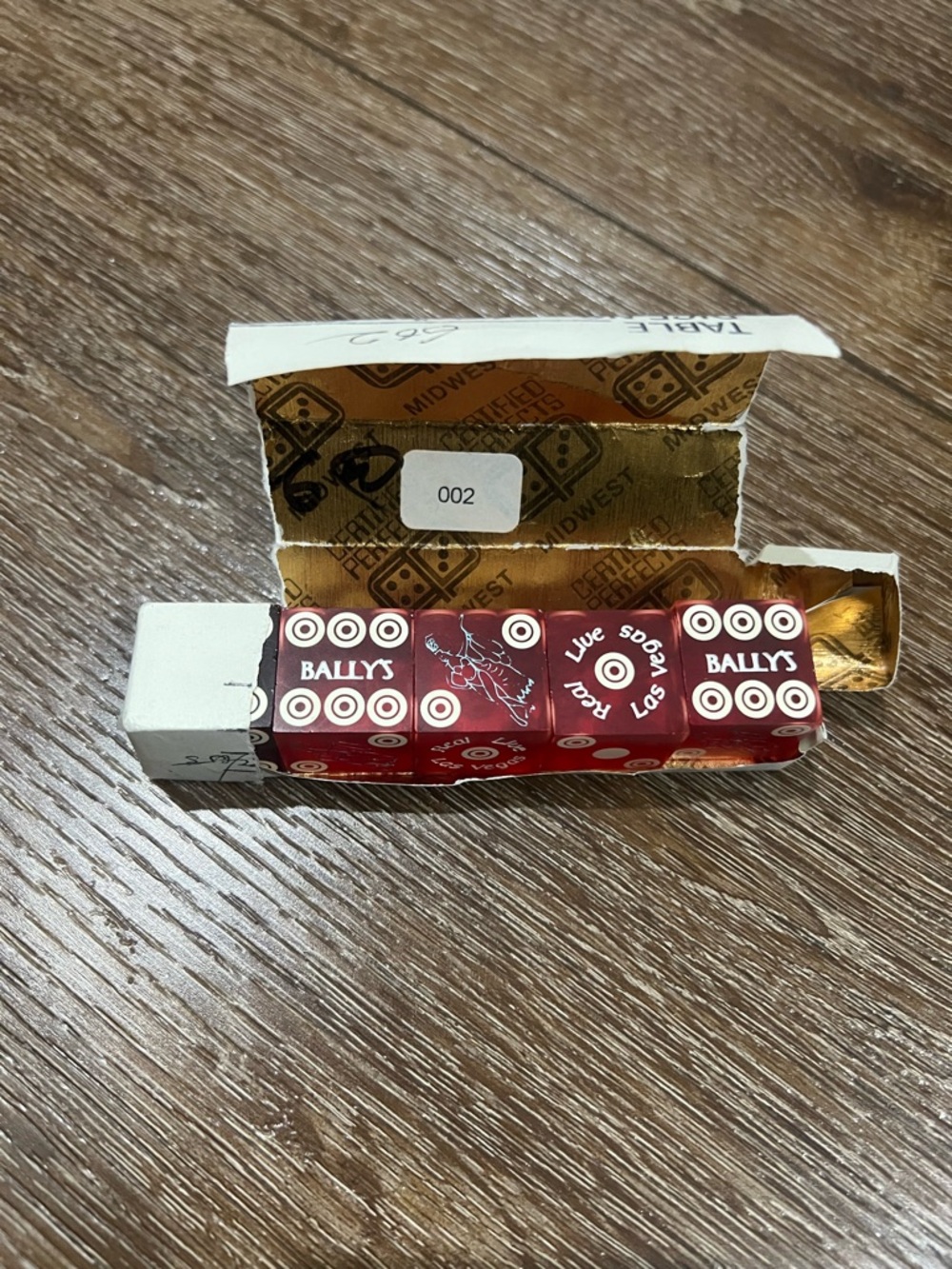 NWOT lasvegas casino dice stick Ballys show girl Set of 5 red and white - Picture 5 of 6